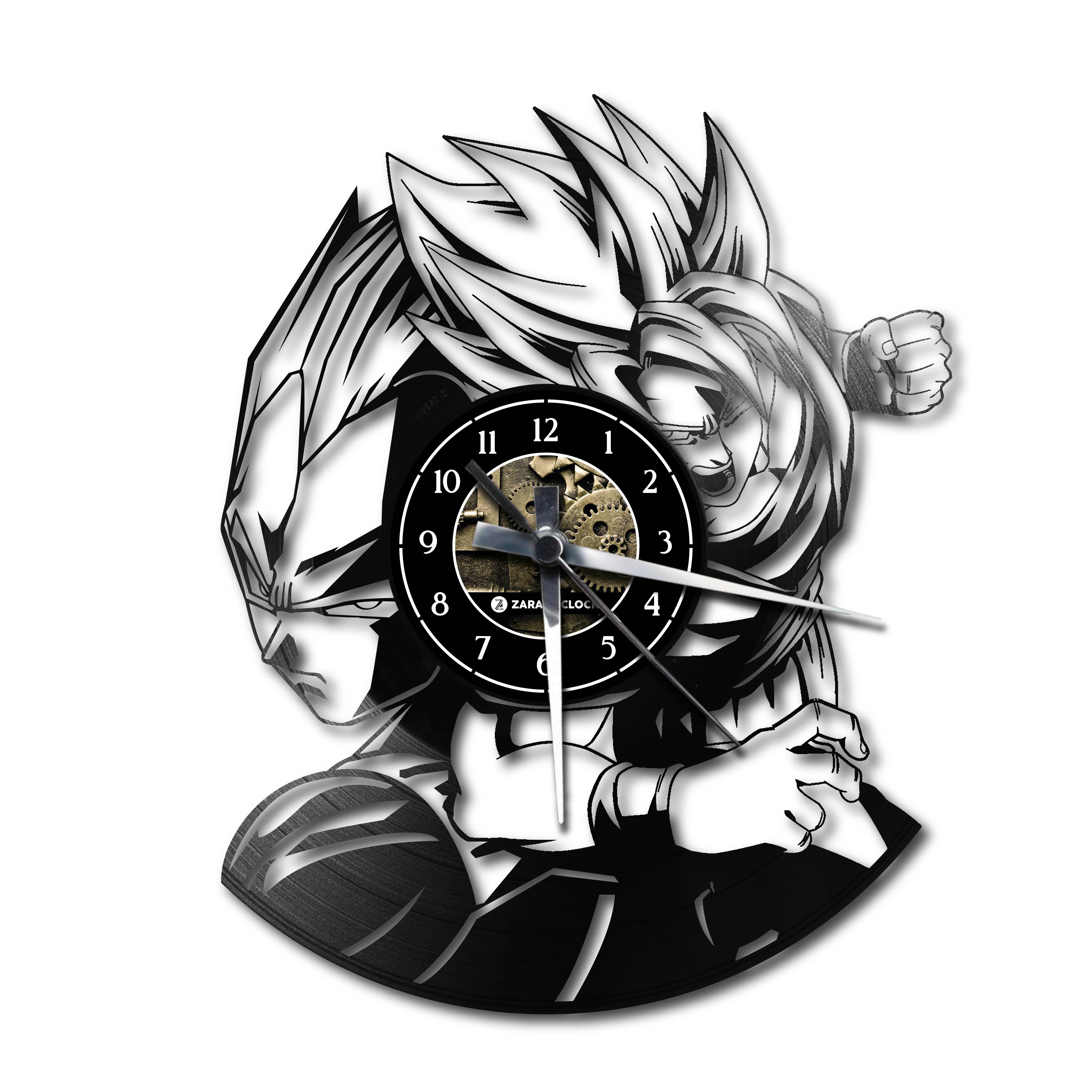 DRAGONBALL Z ✦ orologio in vinile Orologio in vinile Zarami Clock | Gli orologi in vinile originali 1 (Ingranaggi con numeri) No Grazie Vinile Nero Classico